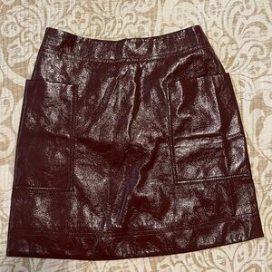 Maeve Anthropologie brown faux patent leather mini skirt size 0